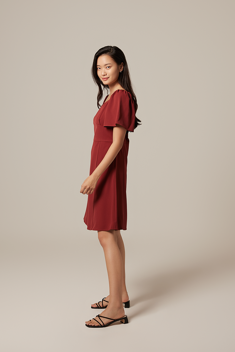 Anvi Sweetheart Dress in Chestnut