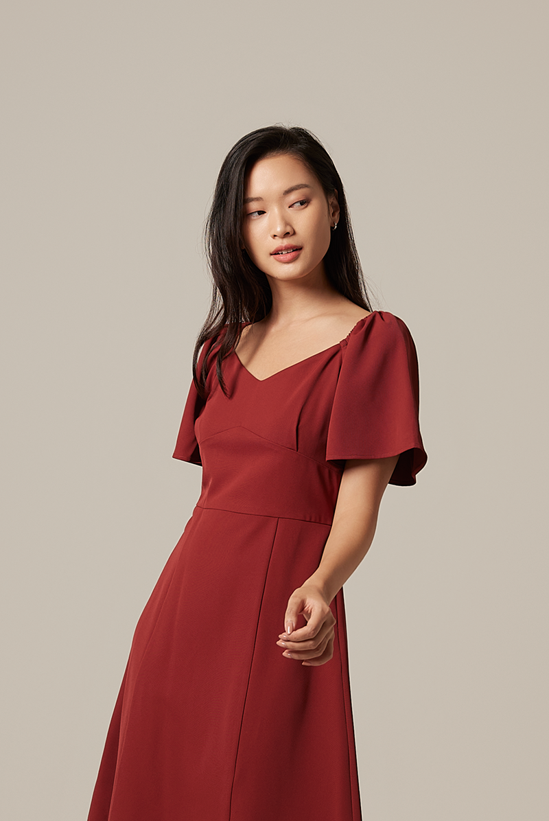 Anvi Sweetheart Dress in Chestnut