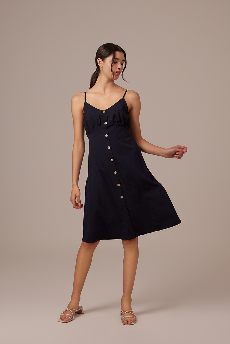 Tierra V-neck Dress in Navy Blue