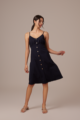 Tierra V-neck Dress in Navy Blue