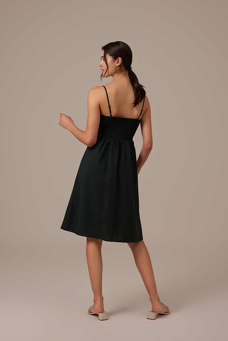 Tierra V-neck Dress in Pine