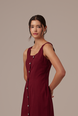 Aiko Button Dress in Plum