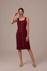 Aiko Button Dress in Plum