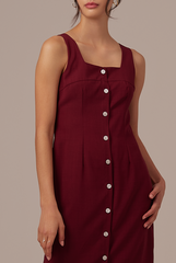 Aiko Button Dress in Plum