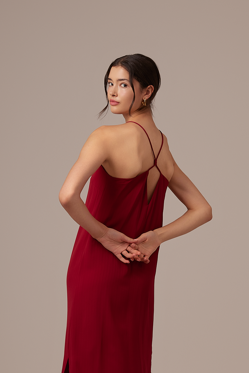 Gloria Halter Neck Dress in Maroon