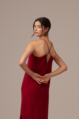 Gloria Halter Neck Dress in Maroon