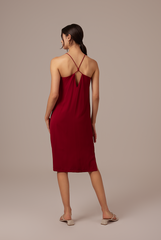Gloria Halter Neck Dress in Maroon