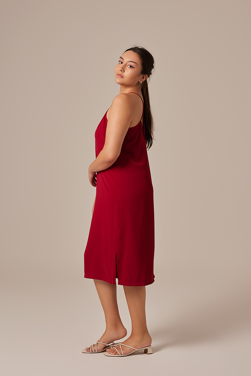 Gloria Halter Neck Dress in Maroon