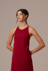 Gloria Halter Neck Dress in Maroon
