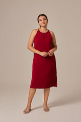 Gloria Halter Neck Dress in Maroon