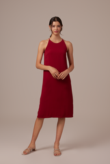Gloria Halter Neck Dress in Maroon