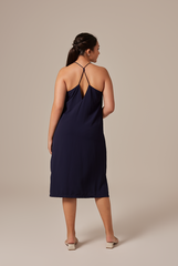 Gloria Halter Neck Dress in Navy Blue