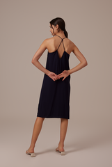 Gloria Halter Neck Dress in Navy Blue