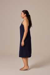 Gloria Halter Neck Dress in Navy Blue