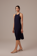 Gloria Halter Neck Dress in Navy Blue