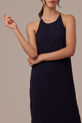 Gloria Halter Neck Dress in Navy Blue