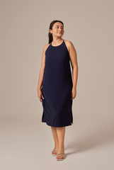 Gloria Halter Neck Dress in Navy Blue