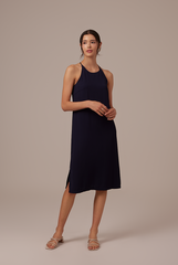 Gloria Halter Neck Dress in Navy Blue