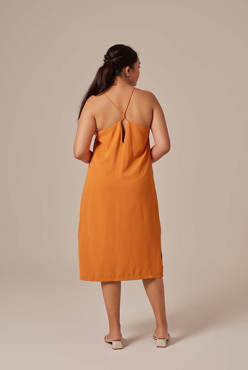 Gloria Halter Neck Dress in Orange