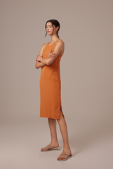Gloria Halter Neck Dress in Orange