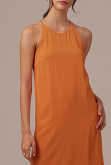 Gloria Halter Neck Dress in Orange