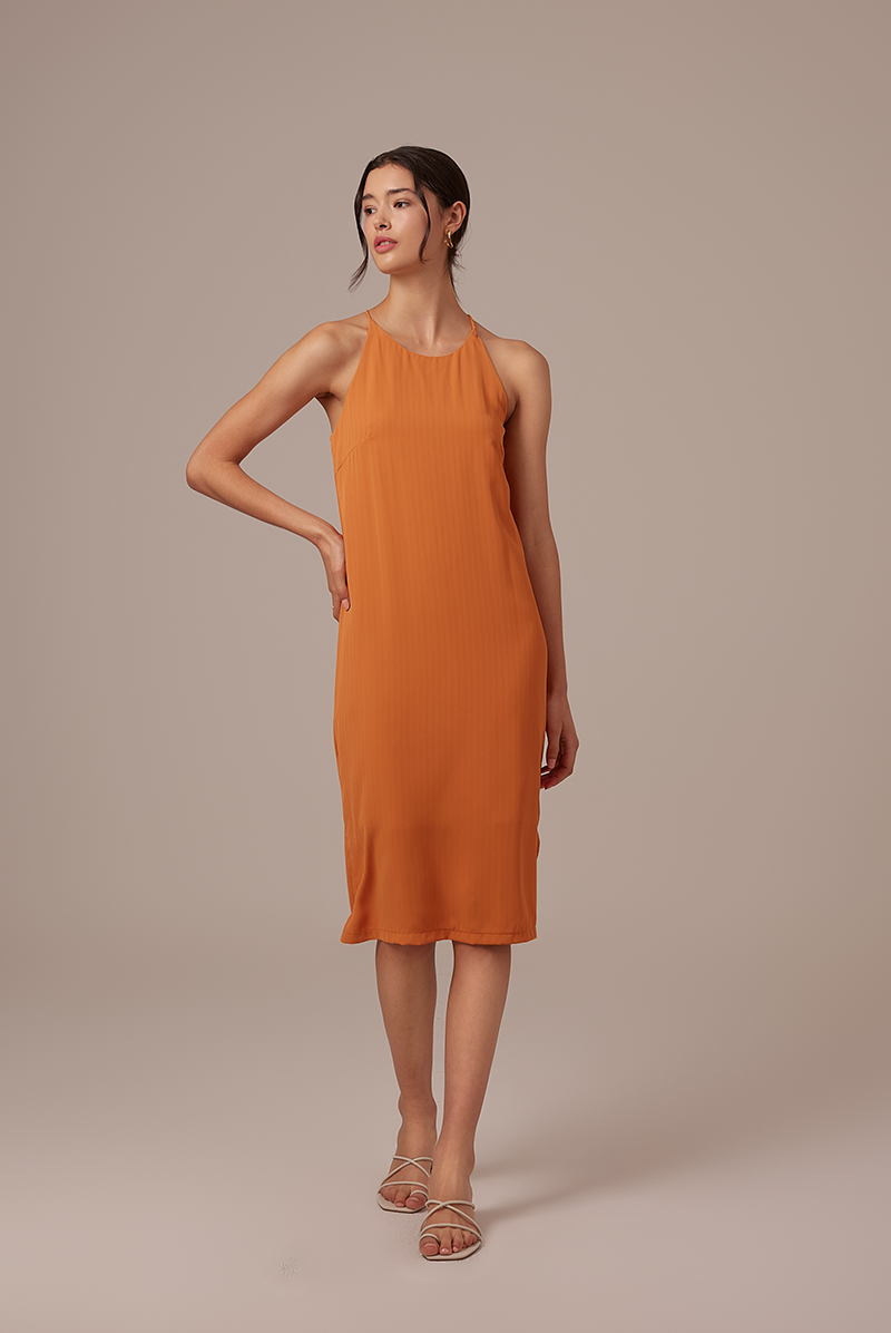 Gloria Halter Neck Dress in Orange