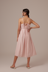 Leah Textured Midi Dress in Blush