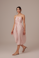 Leah Textured Midi Dress in Blush