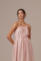 Leah Textured Midi Dress in Blush