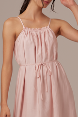Leah Textured Midi Dress in Blush