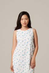 Adelyn Embroidery Shift Dress in Blue