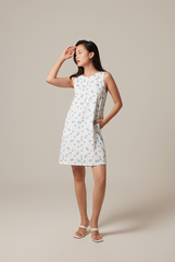 Adelyn Embroidery Shift Dress in Blue