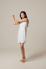 Adelyn Embroidery Shift Dress in Blue