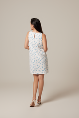 Adelyn Embroidery Shift Dress in Blue