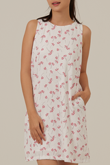 Adelyn Embroidery Shift Dress in Raspberry