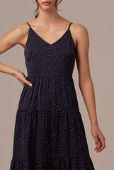 Persis Polka Dot Dress in Navy Blue