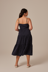 Persis Polka Dot Dress in Navy Blue