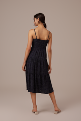 Persis Polka Dot Dress in Navy Blue