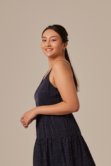 Persis Polka Dot Dress in Navy Blue