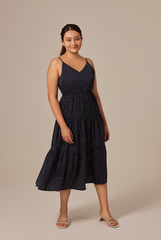 Persis Polka Dot Dress in Navy Blue