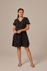 Romania Floral Dress in Black