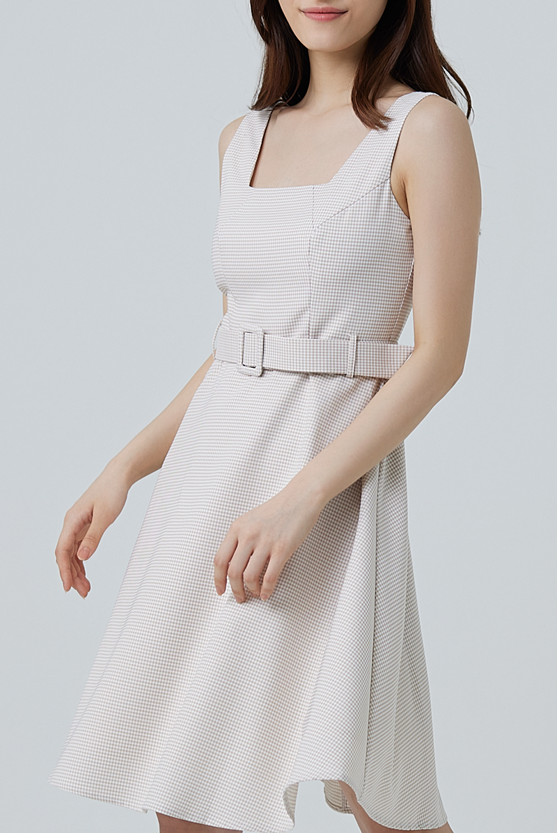 Darby Gingham Skater Dress in Ash