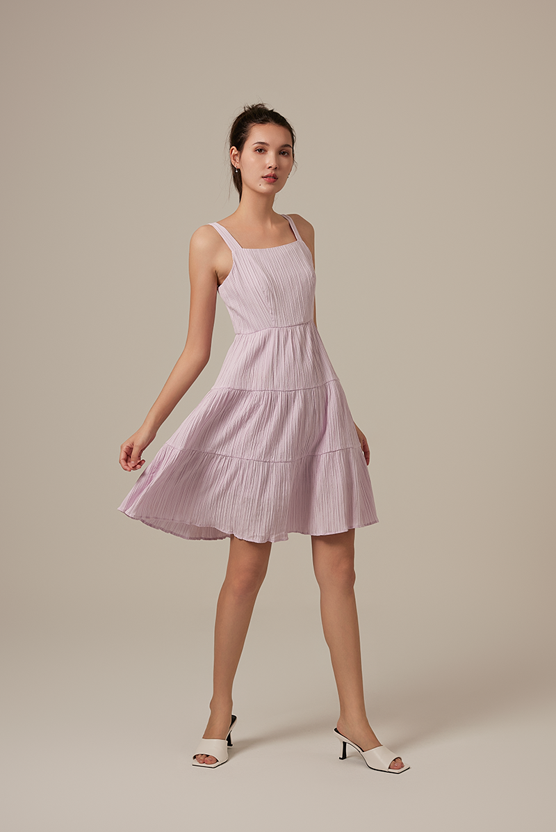 Vivalyn Textured Tiered Dress in Lavender
