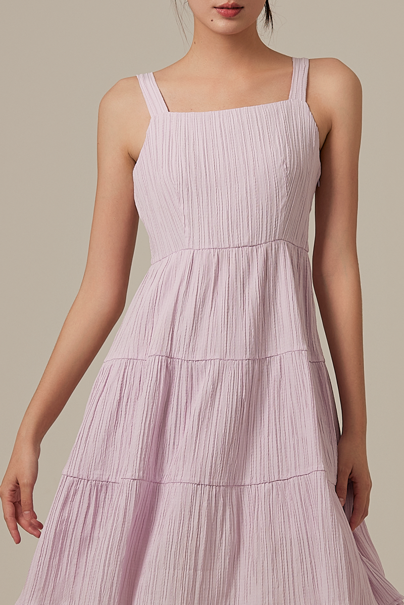 Vivalyn Textured Tiered Dress in Lavender