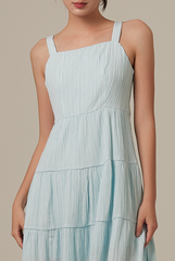 Vivalyn Textured Tiered Dress in Light Blue