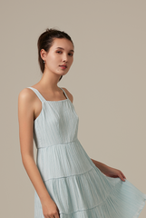 Vivalyn Textured Tiered Dress in Light Blue