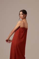 Shanelle Ribbed Dress in Chestnut