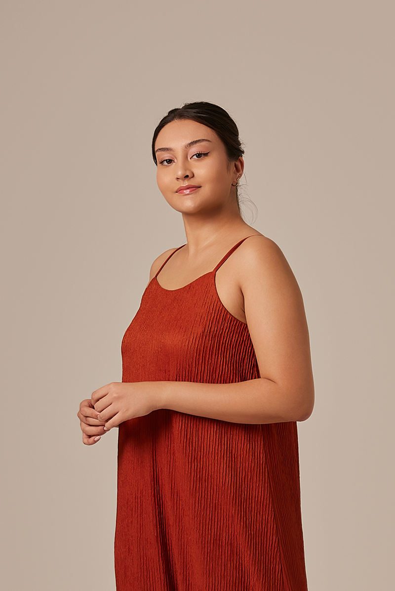 Shanelle Ribbed Dress in Chestnut