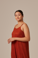 Shanelle Ribbed Dress in Chestnut