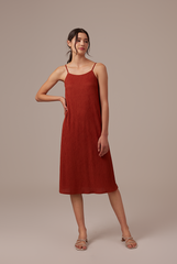 Shanelle Ribbed Dress in Chestnut